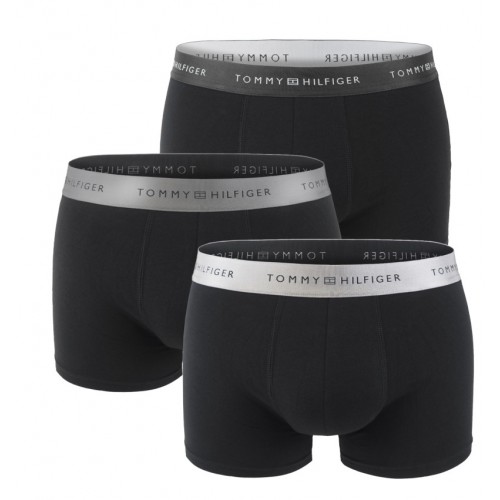 Tommy Hilfiger ανδρικά βαμβακερά boxers 3pack σε μαύρο χρώμα με διαφορετικό χρώμα στο λάστιχο, άνετη γραμμή 95%cotton 5%elastane UM0UM03411 0uh